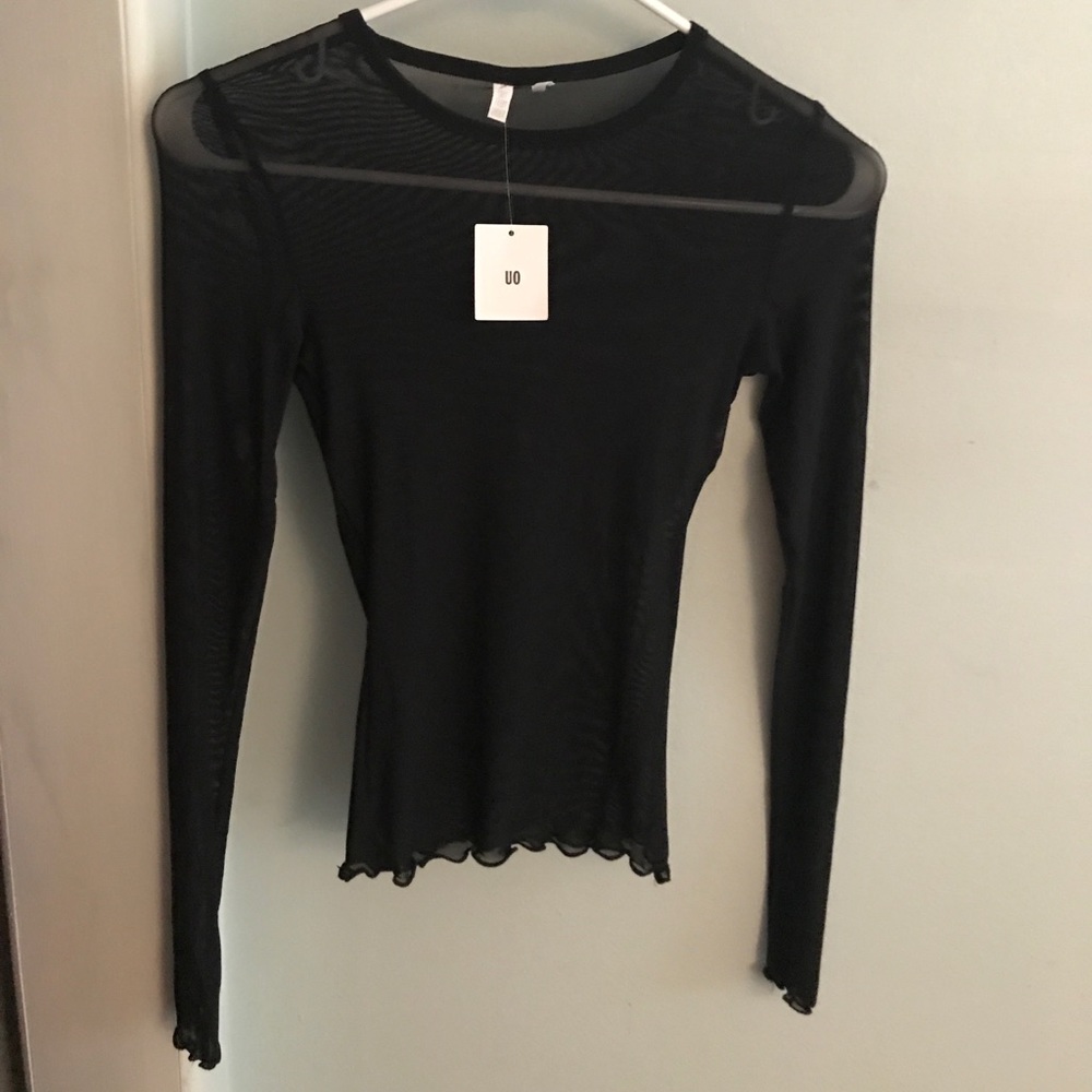 Urban Outfitters sheer mesh black longslve top xs